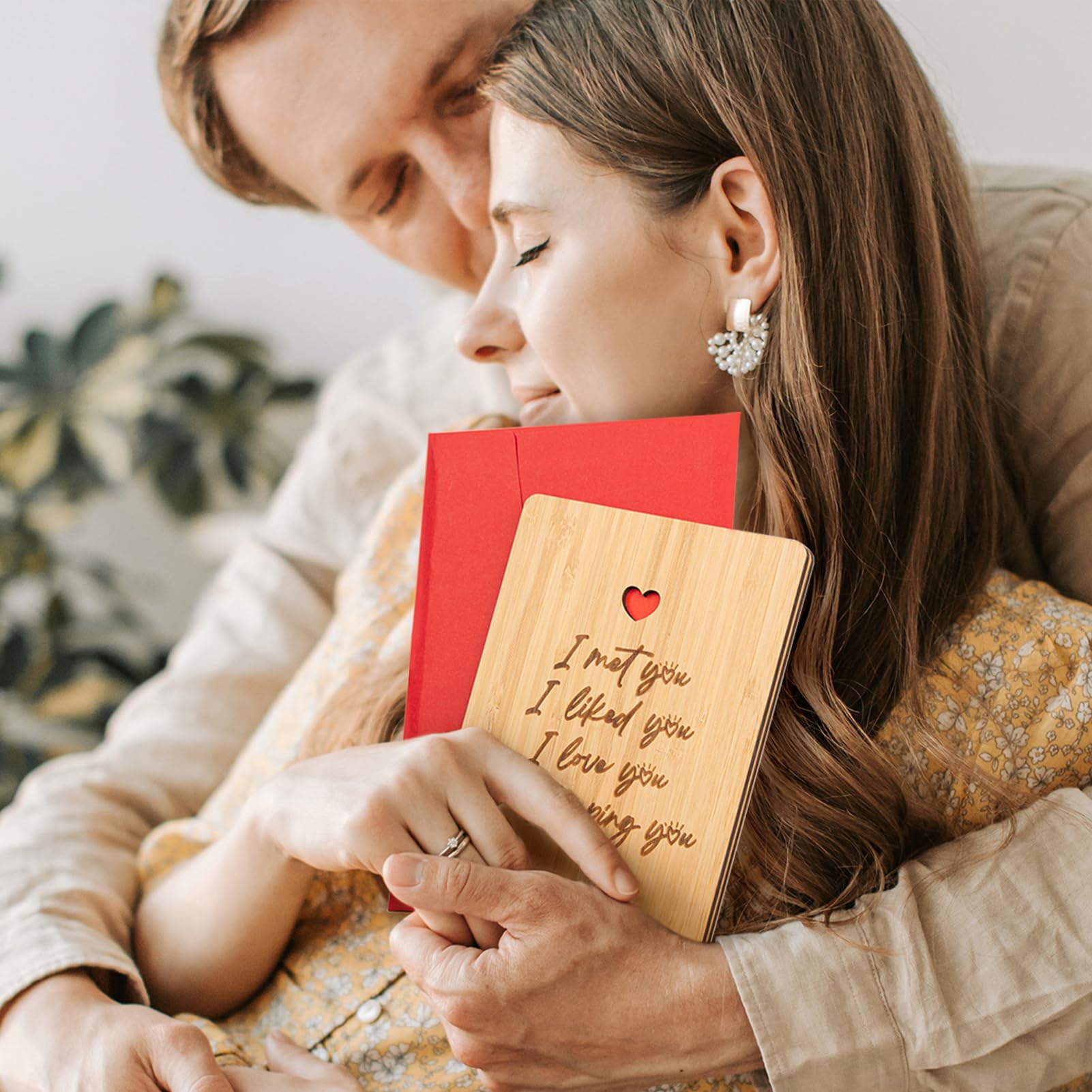 Romantic Valentine's Day Cards for Him & Her - Handmade Bamboo Anniversary Card for Husband, Wife, Boyfriend, Girlfriend - I Love You Gift Ideas - Perfect for Valentine's Day, Anniversaries & Special Occasions