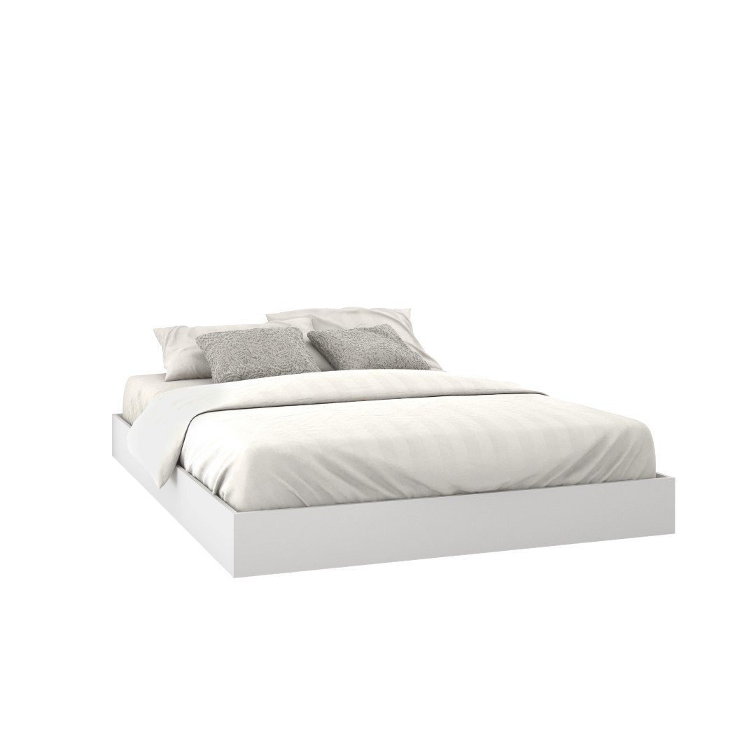 Nexera 2-Piece Queen Bed Set with Sturdy Bed Frame & Upholstered Headboard in Bark Grey & White - Perfect for Modern Bedroom Decor