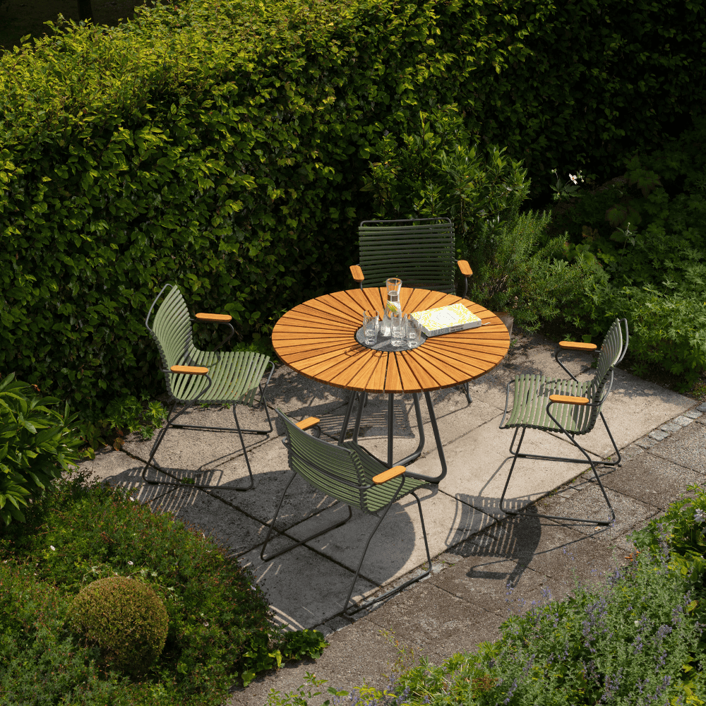 Round Outdoor Dining Table - Weatherproof Patio Furniture for Garden, Backyard, and Poolside Gatherings