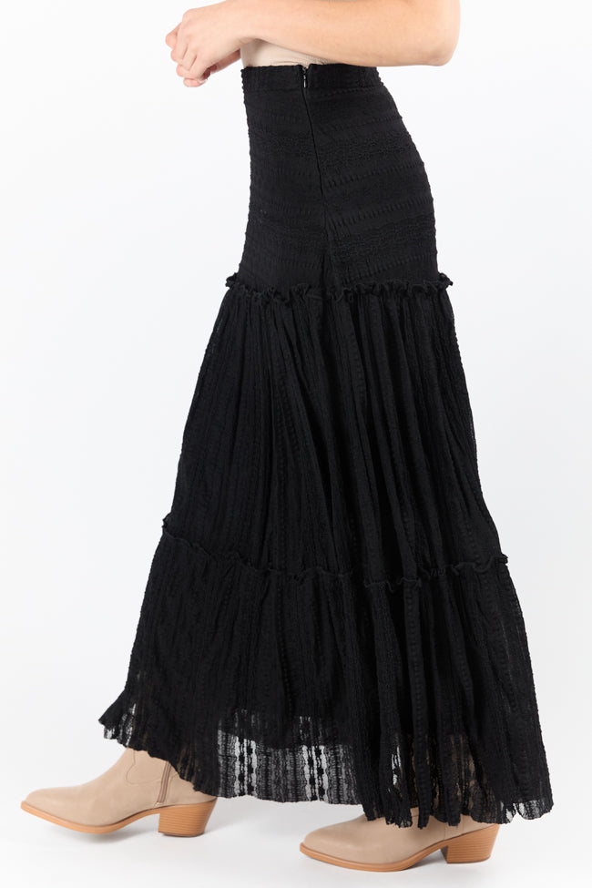 Elegant Black Lace Maxi Skirt for Women - Boho Chic Long Flowy Skirt with High Waist - Perfect for Weddings, Parties & Summer Outfits