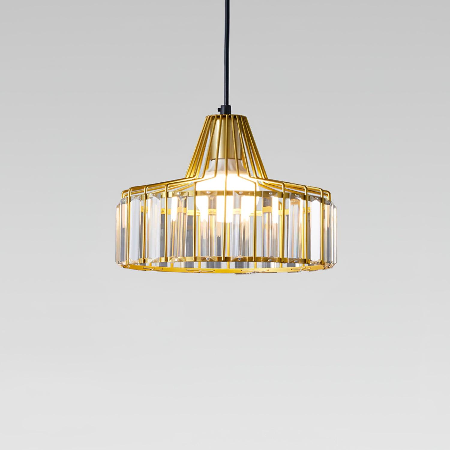 Crystal Drum Pendant Light - Modern Glass Ceiling Chandelier for Dining Room, Living Room & Bedroom Lighting Decor