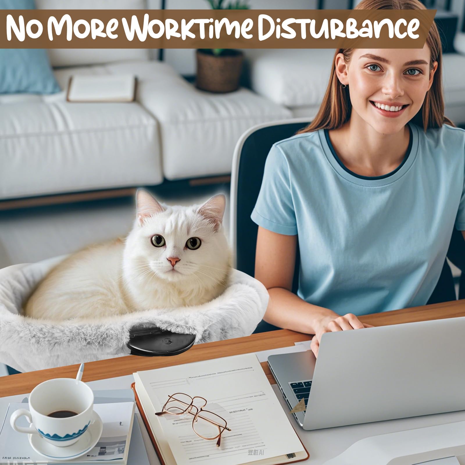 AIERSA Cat Desk Bed - Cozy Cat Perch for Home Office, Workspace & Study - Mountable Cat Hammock for Desk Attachment - Perfect for Laptops, Books & Relaxing Cats