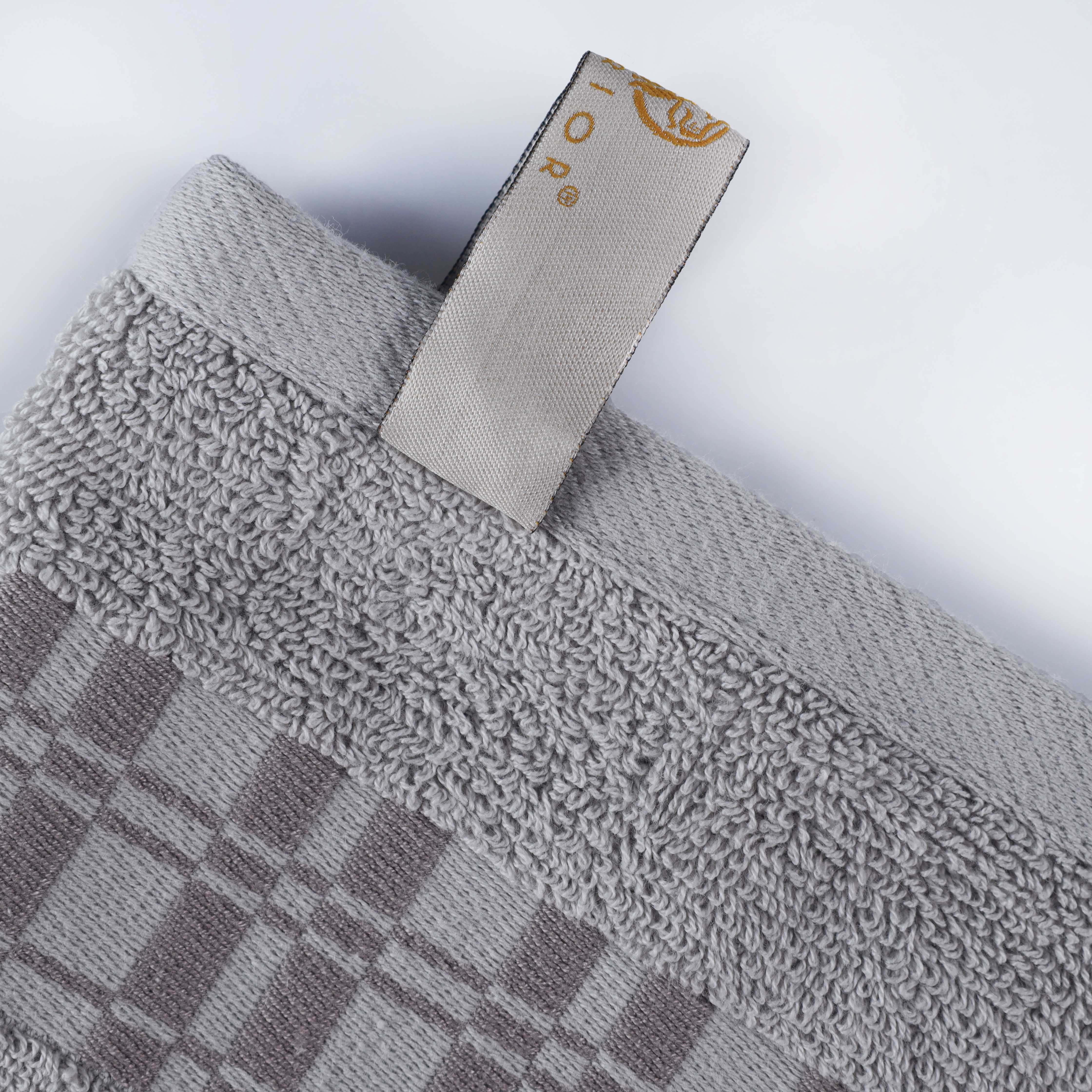 Larissa Cotton Geometric Embroidered Border 6-Piece Bath Towel Set | Soft & Absorbent Luxury Towels for Bathroom, Spa & Guest Use