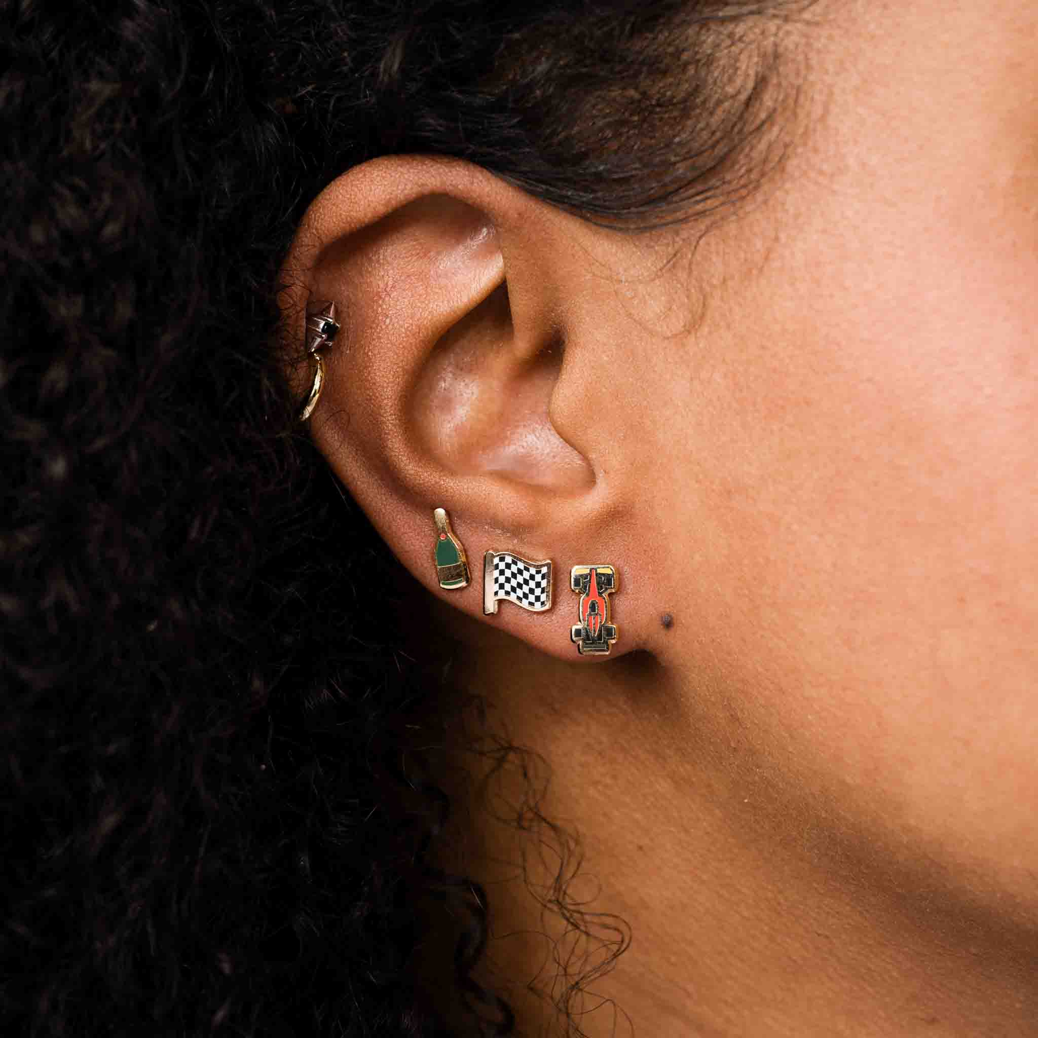 Checkered Flag Stud Earrings for Women - Fashion Punk Rock Gothic Jewelry - Perfect for Concerts, Parties, and Everyday Wear