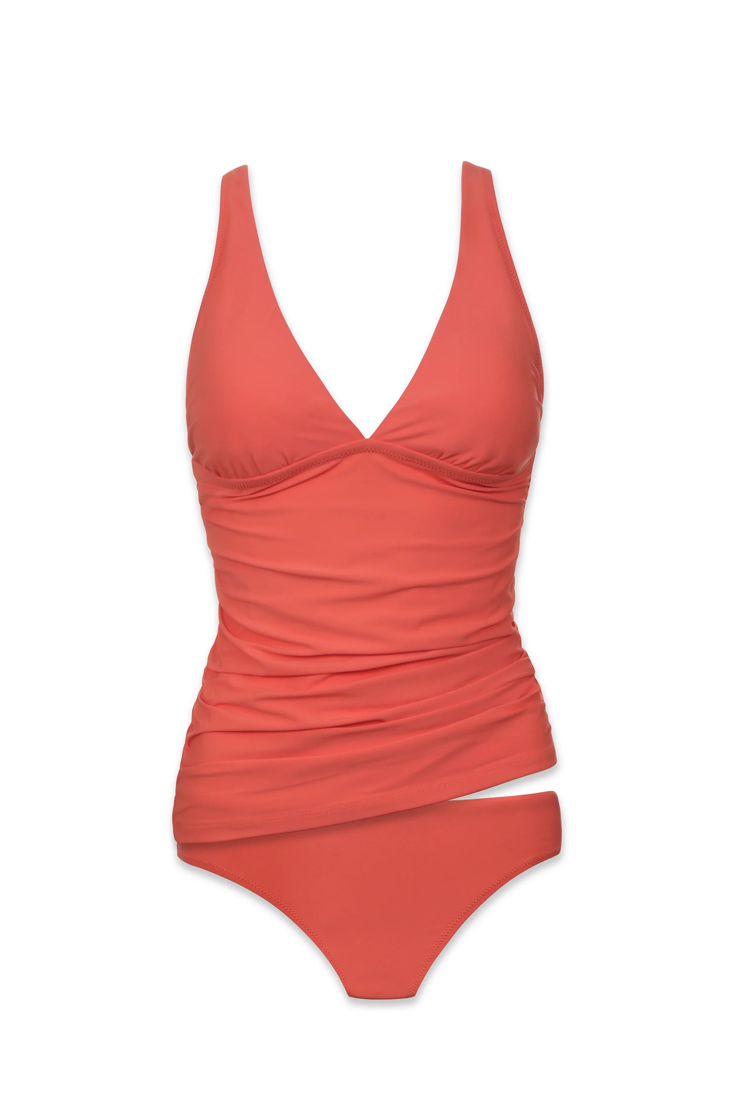Women's Convertible Tankini Swimsuit Top with Adjustable Straps - Coral Color | Beachwear, Poolside, Vacation, Summer Swimwear