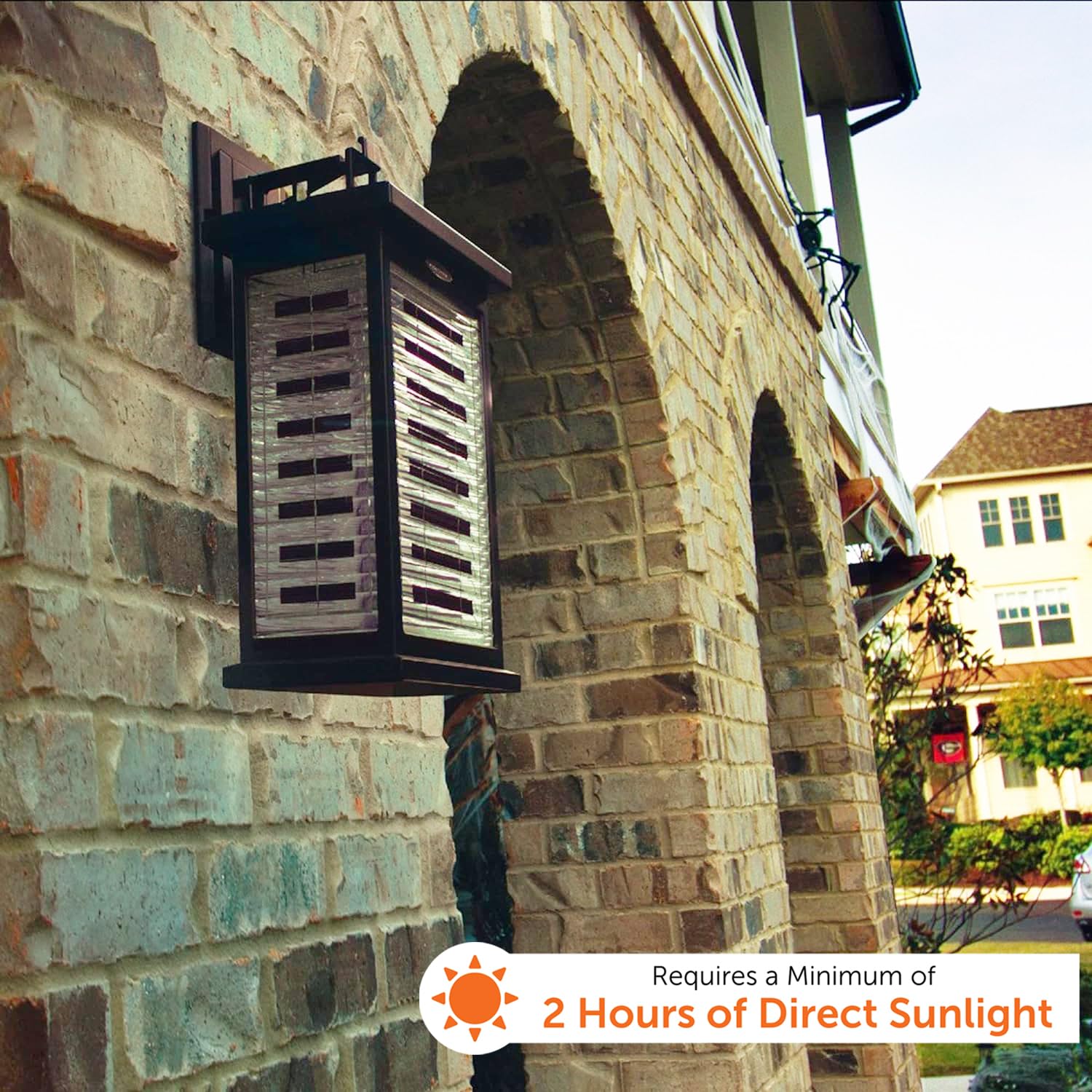 Gama Sonic Farmhouse Outdoor Solar Wall Light - Black Cast Aluminum Sconce with Transparent Solar Panel, Modern Coach Lantern, Warm White LED Light (GS-130) - Perfect for Porch, Patio, Garden, and Pathway Lighting