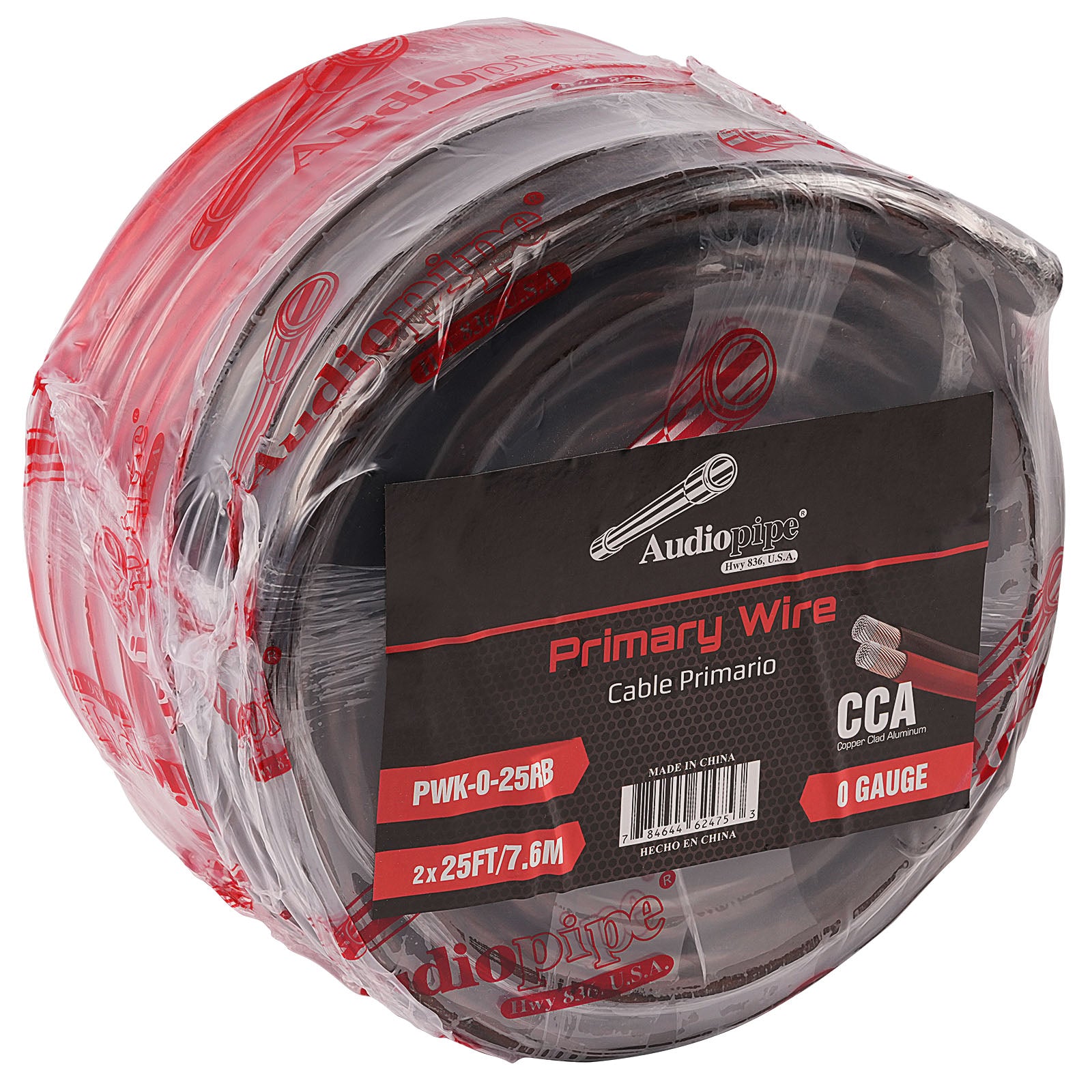 25Ft 0 Gauge Black and Red Primary Automotive Wire (PWK 0 25RB) - Heavy Duty Power Cable for Car Audio, Battery, and Electrical Wiring Applications