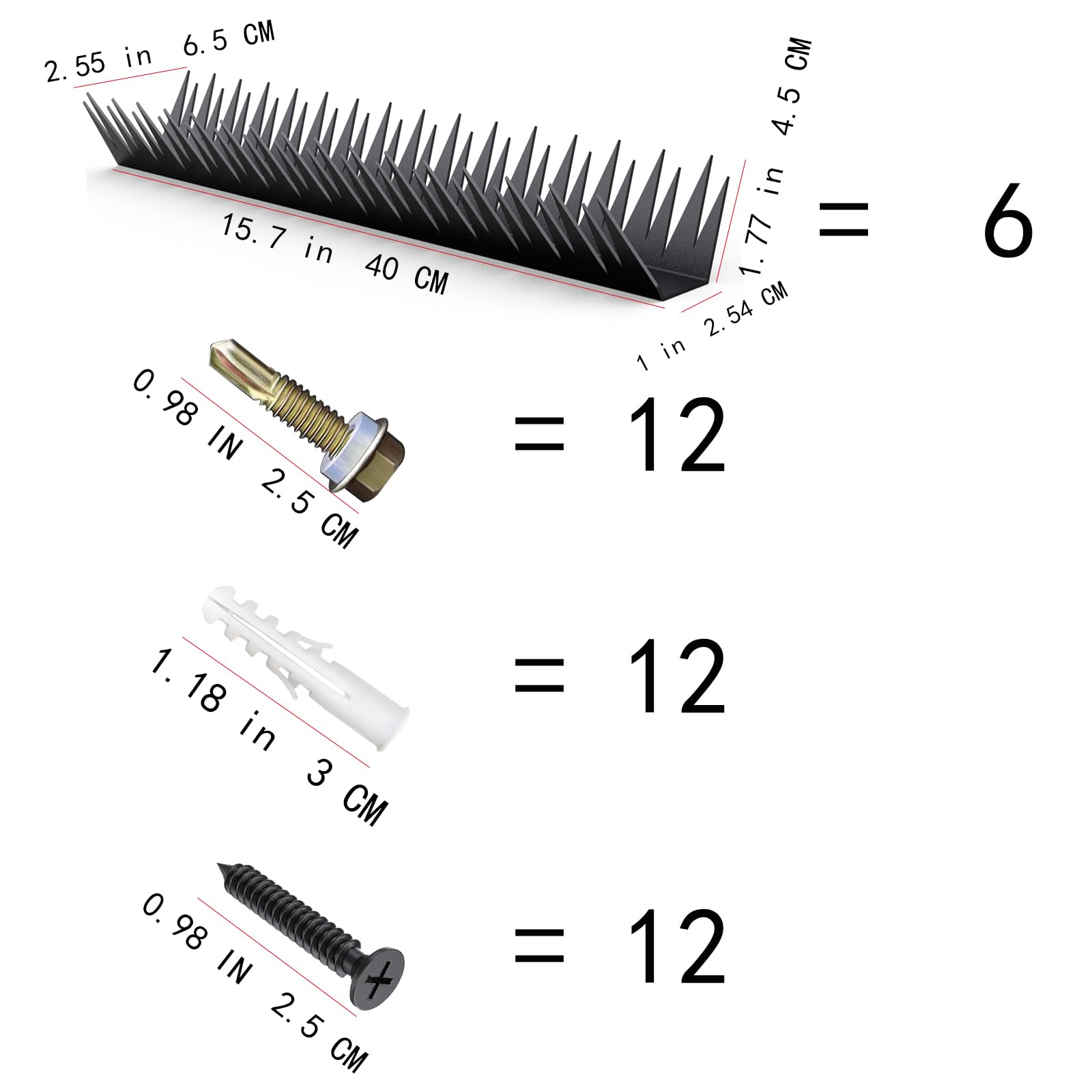 Anti-Climb Fence Spikes - 6PCS (94.4 Inch) Heavy Duty Metal Security Spikes for Outdoor Walls, Garden Fences & Roofs - Intruder Deterrent for Home Protection - Perfect for Perimeter Security & Burglar Prevention