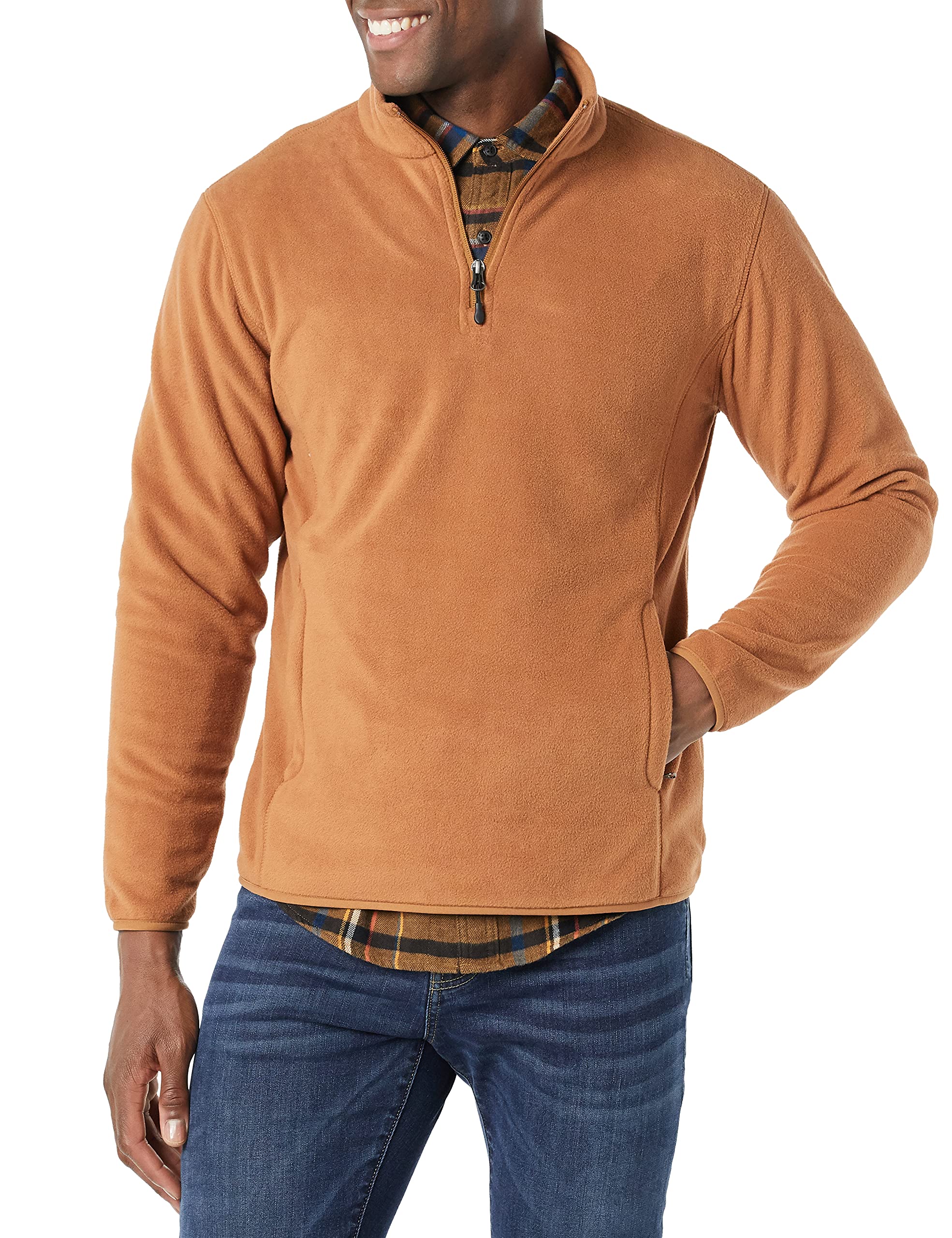 Amazon Essentials Men's Quarter-Zip Polar Fleece Jacket - Warm & Comfortable Winter Pullover for Outdoor Activities, Hiking, and Casual Wear