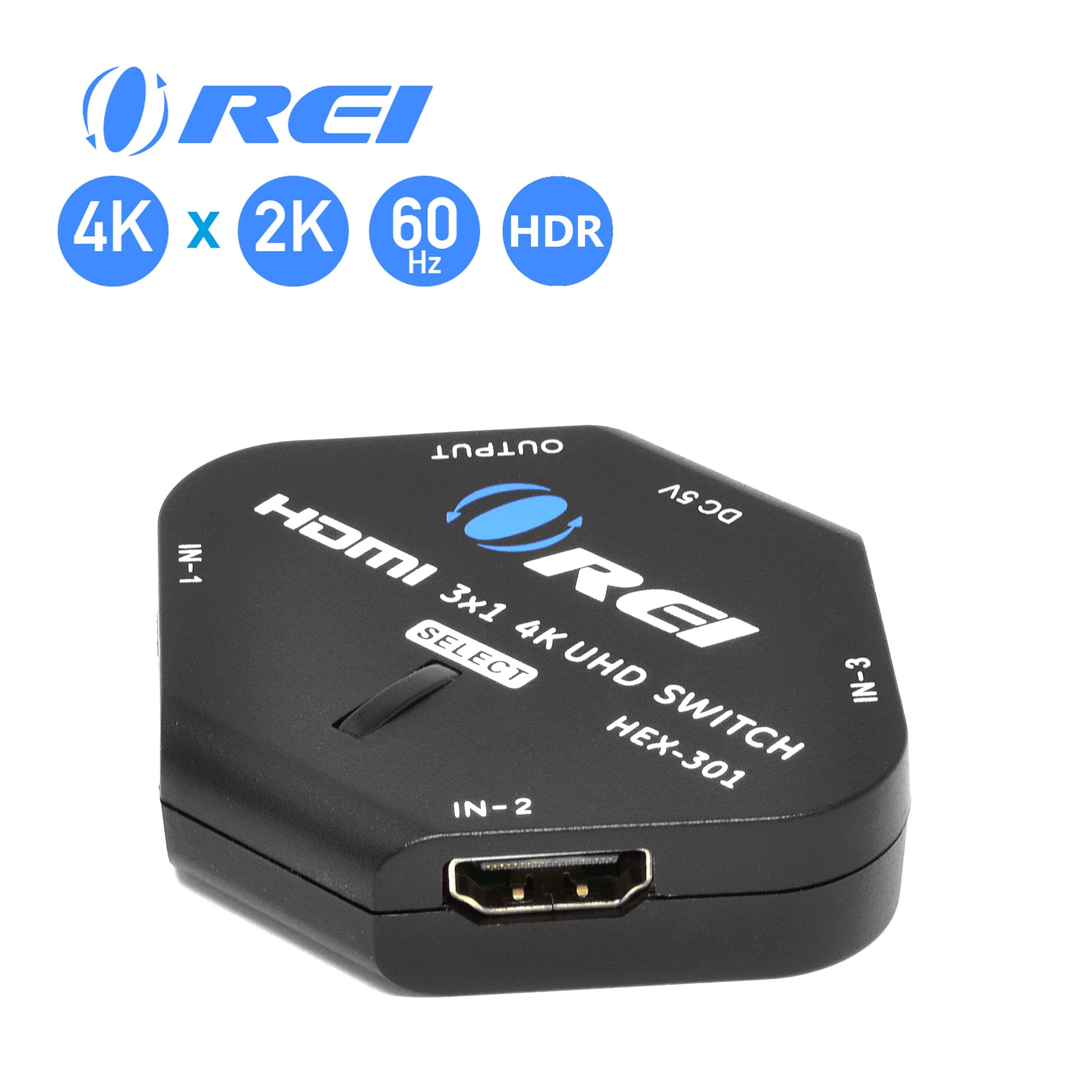 Orei 3x1 4K HDMI Switcher - 3 Port USB Powered HDMI Switch for 4K 2K @60Hz, 1080P HD & 3D with HDCP 2.2 Support | Ultra Compact Design | Perfect for Home Theater, Gaming & Multi-Monitor Setup