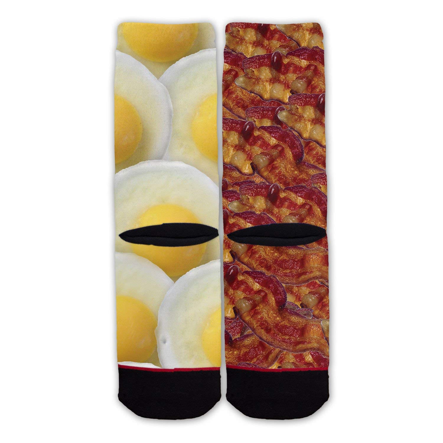 Bacon and Eggs Pattern Funny Novelty Socks - Comfortable Crew Socks for Men & Women - Perfect for Breakfast Lovers, Gifts, and Casual Wear