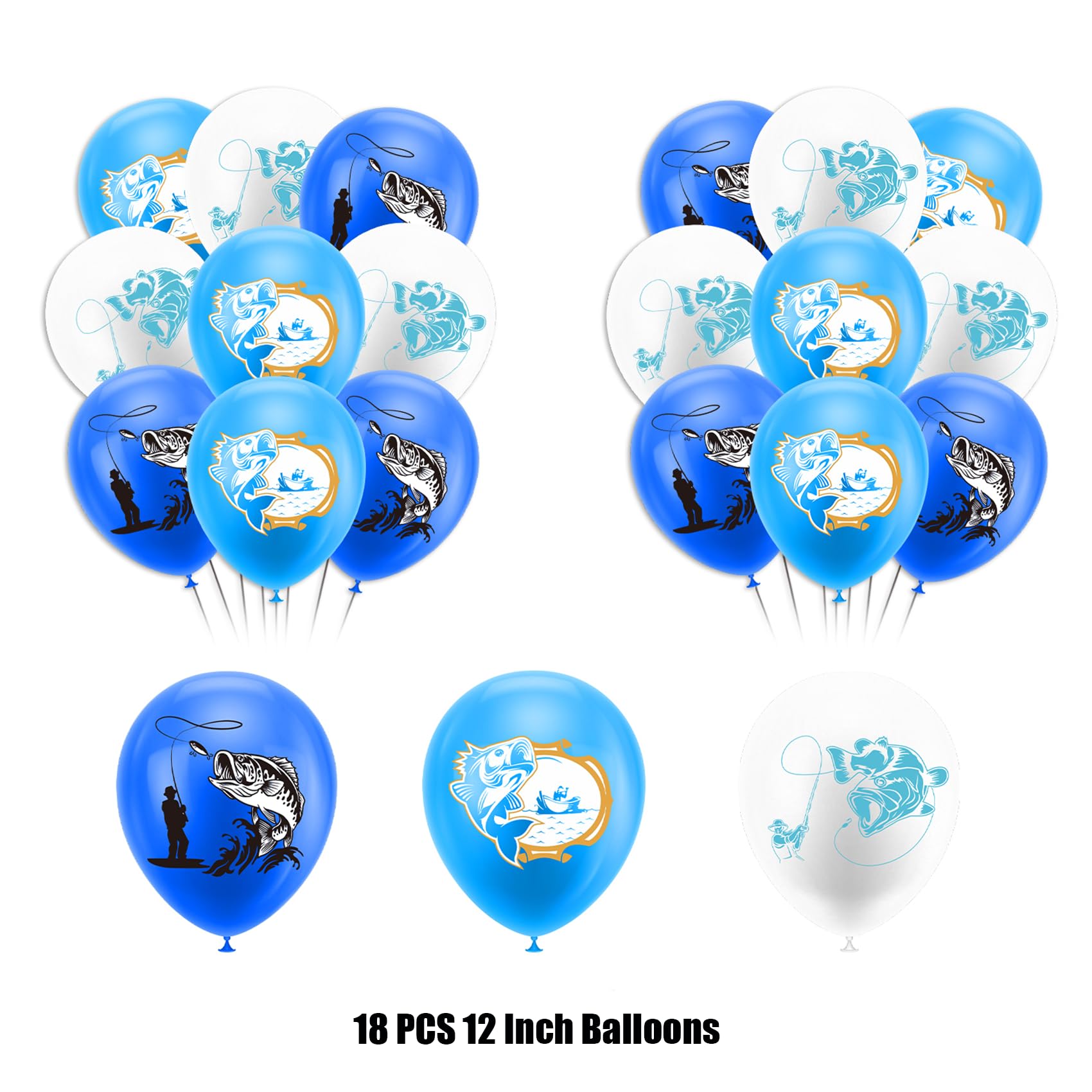 Gone Fishing Birthday Party Decorations Set - Fishing Theme Banner, Swirls, Cake Topper, Cupcake Toppers & Balloons - Perfect for Fishing Themed Birthday Parties, Baby Showers & Outdoor Events