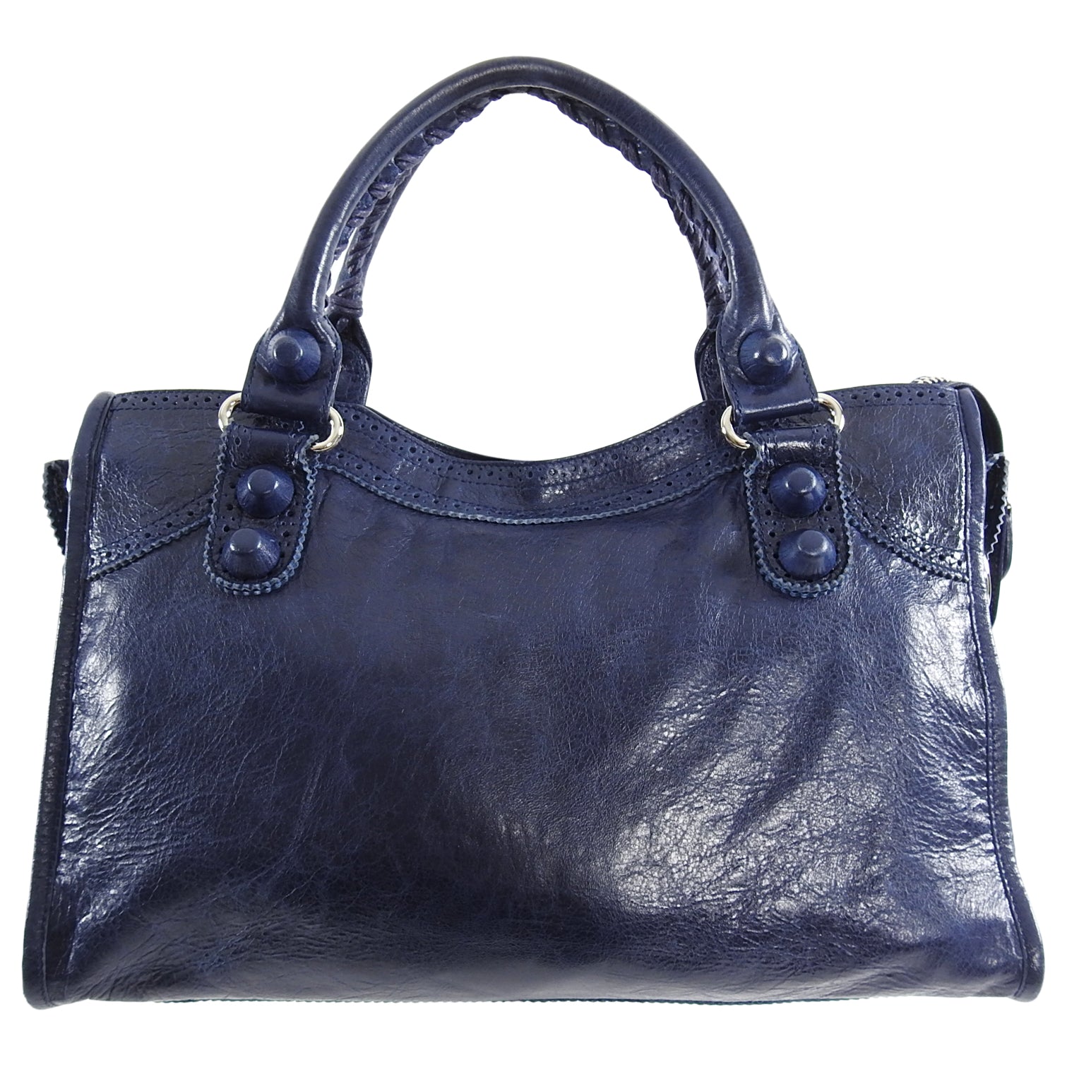 Balenciaga Navy Blue Classic City Brogues Handbag for Women | Luxury Leather Crossbody Bag for Work, Travel & Everyday Use