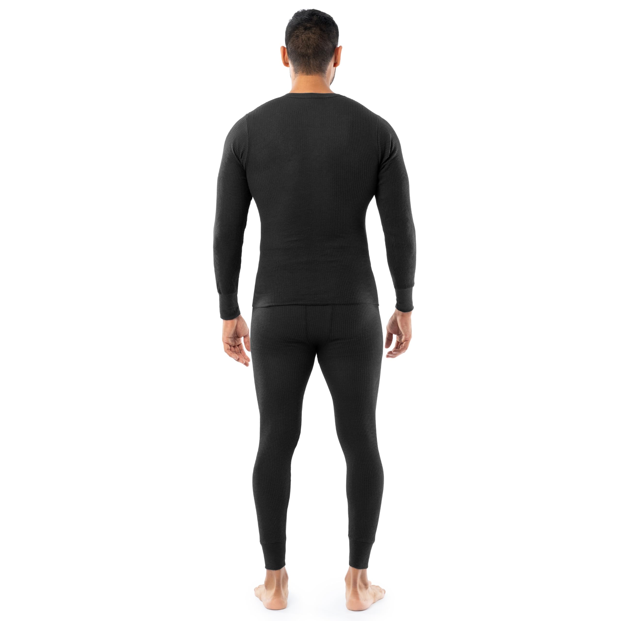 Indera Men's Thermal Underwear Set - Waffle Knit Long Johns & Crew Neck Top for Cold Weather - Winter Base Layer for Outdoor Activities, Skiing, and Camping