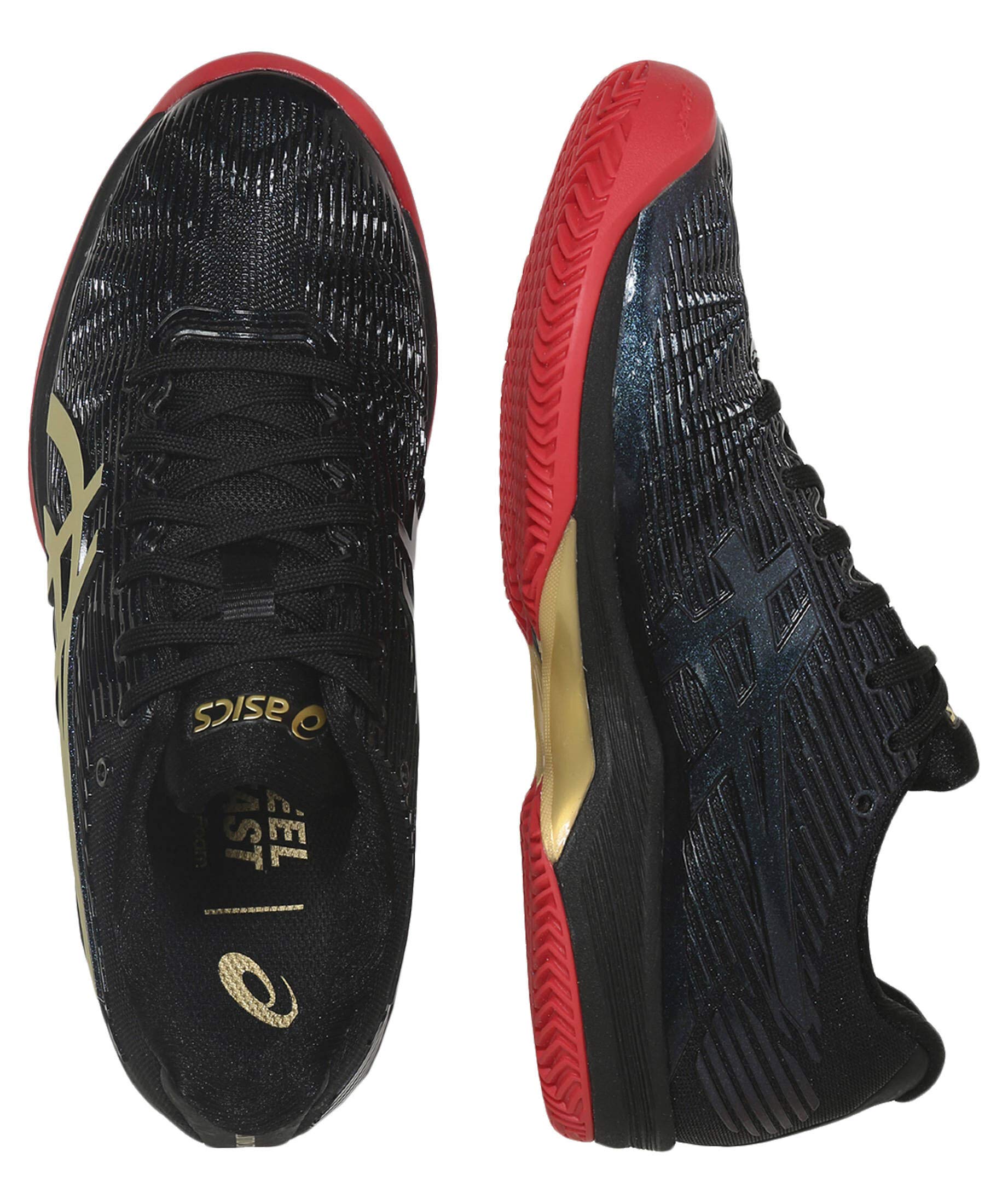 ASICS Solution Speed FF L.E. Clay Women's Tennis Shoes - Lightweight Performance Sneakers for Clay Court (Size UK 4 US 6 EU 37) in Black Rich Gold - Perfect for Competitive Matches & Training Sessions