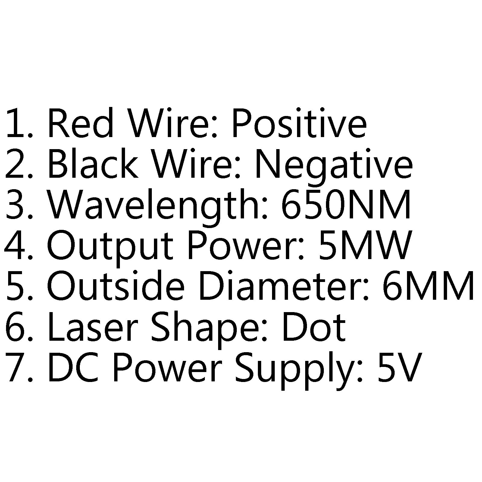 100Pcs 650nm 6mm 5V 5mW Red Laser Diode Module - Mini Dot Laser Head for DIY Projects, Science Experiments, and Laser Pointers (WL)