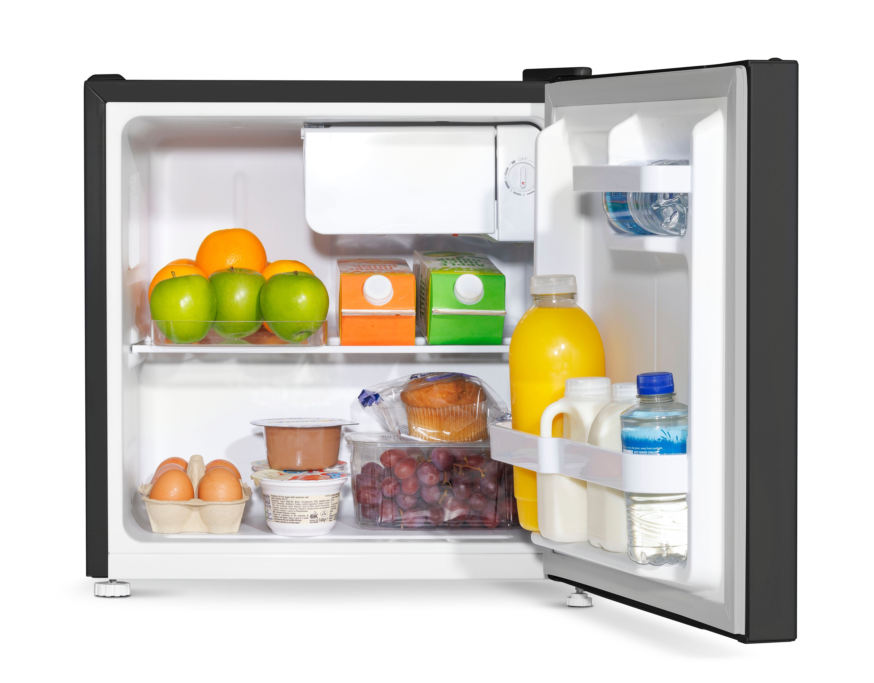 Baridi 46L Mini Fridge with Freezer Compartment - Adjustable Temperature Thermostat - Perfect for Dorm, Office, Bedroom & Small Spaces - Compact Tabletop Refrigerator for Beverages, Snacks & Beauty Products
