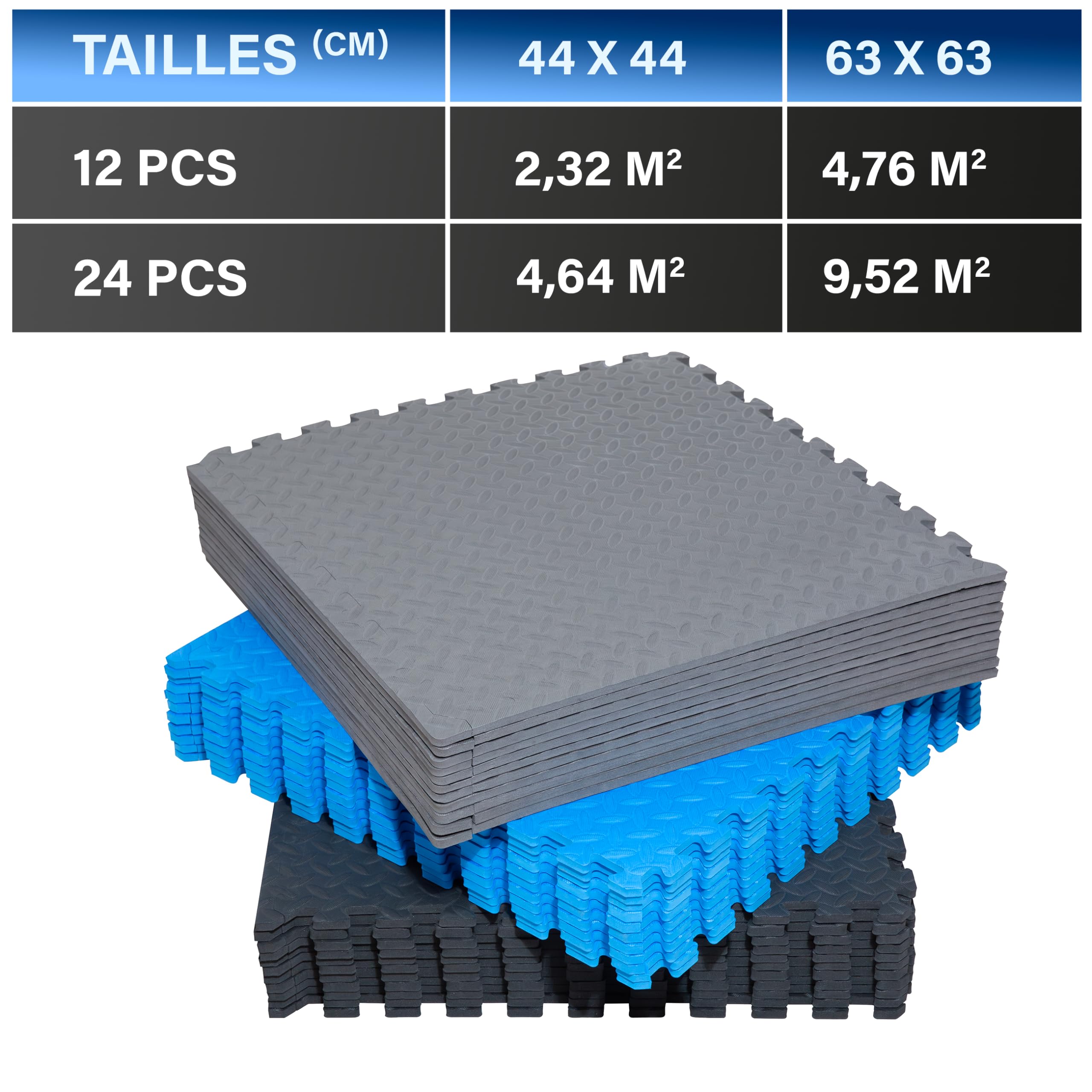 EVA Foam Interlocking Floor Tiles – Non-Slip Exercise Mat for Gym, Home Fitness, Garage, Playroom, Pool – 63x63x1cm or 44x44x1cm – Shock Absorbing & Durable Puzzle Mat for Workouts, Yoga, Kids Play Area