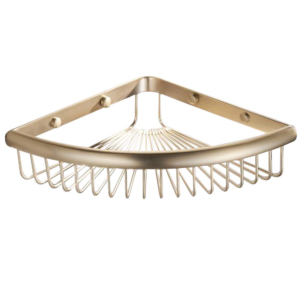 Gold Wall Mounted Shower Shelf - Bathroom & Kitchen Storage Organizer, Corner Spice Shelf, Metal Shower Basket - Perfect for Bathroom, Kitchen & Small Space Organization