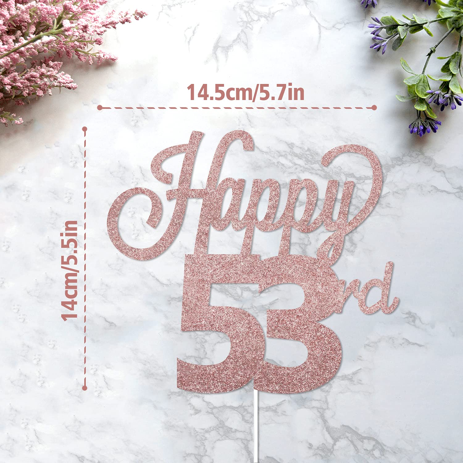 LINGTEER Happy 53rd Birthday Cake Topper - Cheers to 53 Years Old Party Decorations | Gold Foil Cake Sign for Anniversary Celebration | Perfect for Birthday Cakes, Cupcakes & Dessert Table Centerpieces