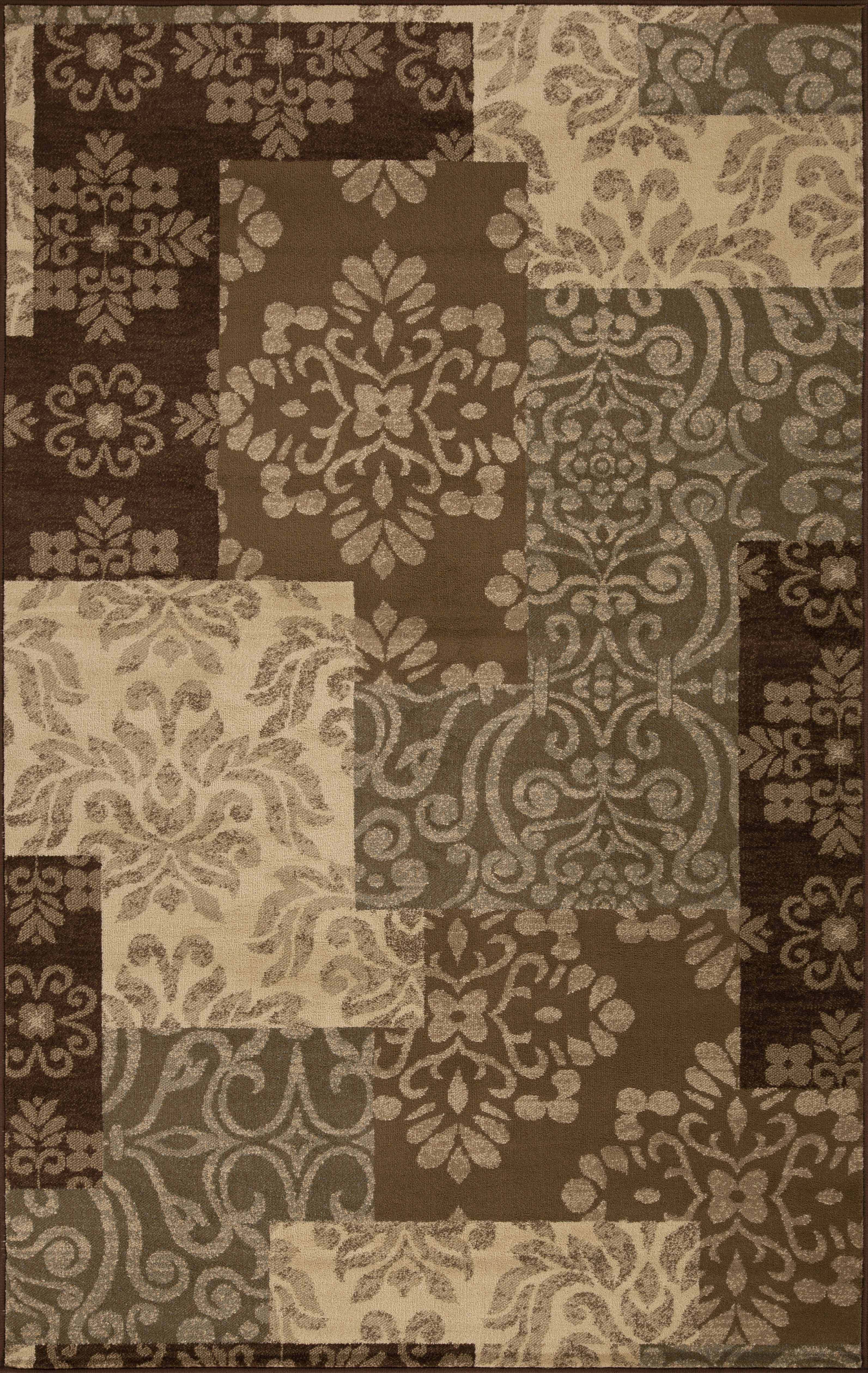 Floral Medallion Blocks Geometric Indoor Area Rug - Non-Slip Boho Chic Carpet for Living Room, Bedroom, or Hallway Runner - Soft & Durable Home Decor