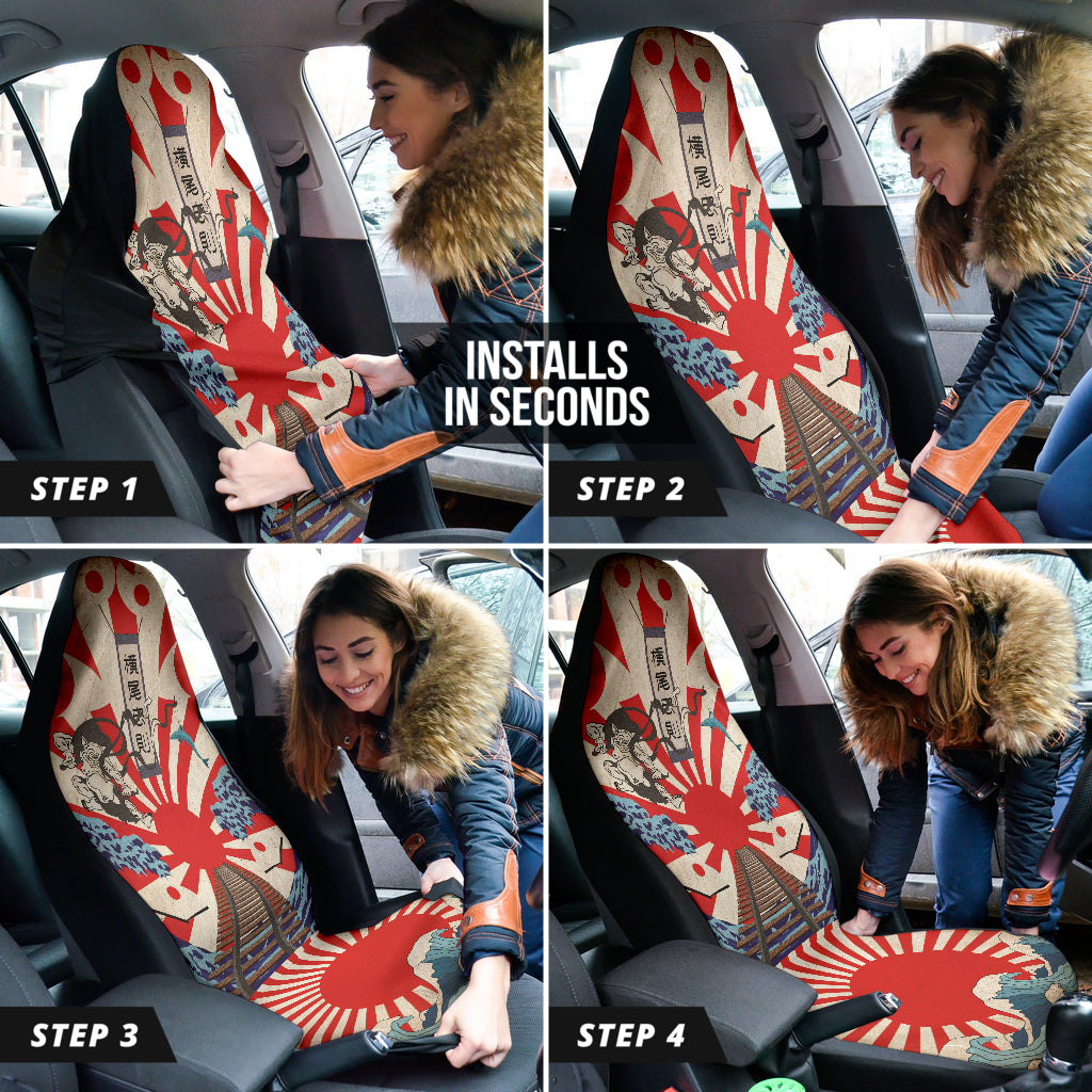 Premium Japanese Anime Car Seat Covers - Unique Japan Culture Themed Auto Accessories for Cars, Trucks & SUVs | Perfect for Anime Fans, Car Enthusiasts & Gift Giving