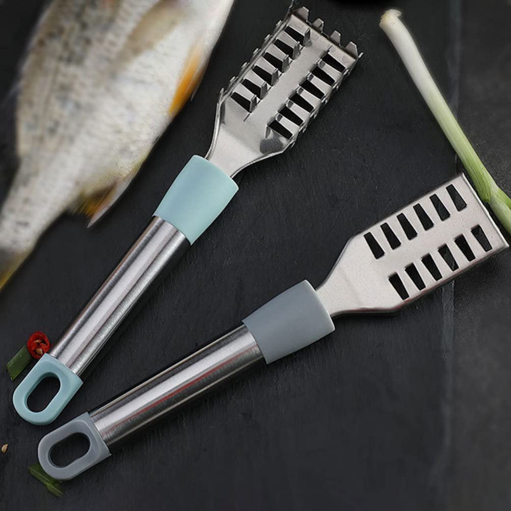 2 Pack Stainless Steel Fish Scale Remover Scraper - Efficient Fish Descaler Tool for Kitchen, Cleaning Fish Skin & Scales - Perfect for Home Cooking, Camping, and Seafood Prep