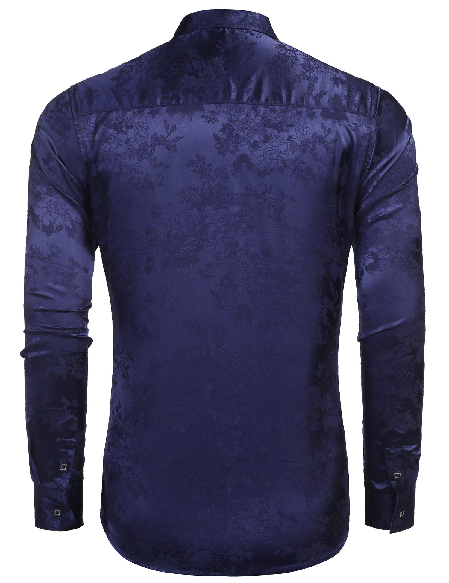 COOFANDY Men's Silk Satin Dress Shirt - Jacquard Long Sleeve Floral Button Up Shirt for Wedding, Prom & Party | Formal Occasions & Business Events