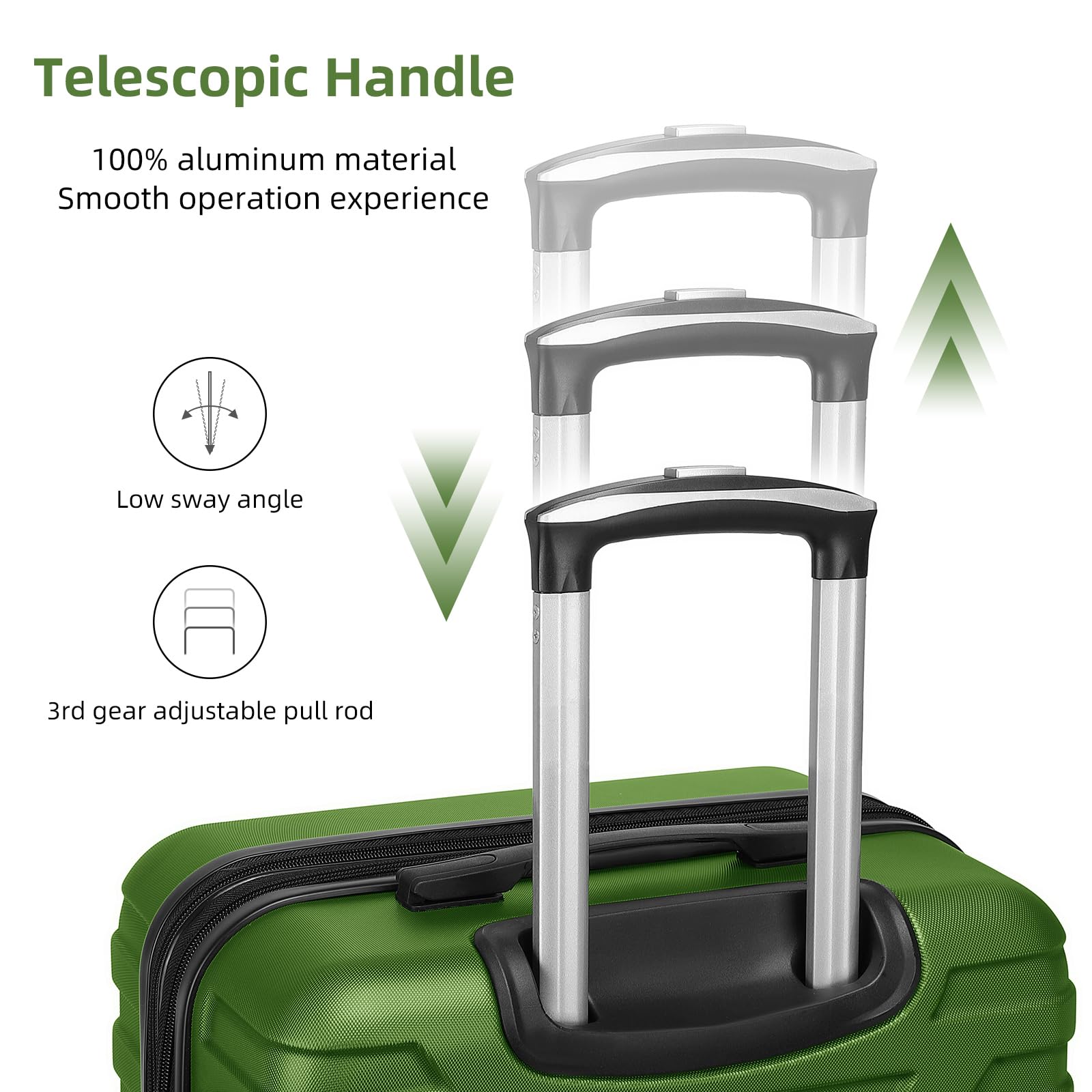 5-Piece Lavender Hardside Expandable Luggage Set for Women with TSA Lock & Wheels - Lightweight Travel Suitcase Carry-On Set Includes Cosmetic Case (Army Green) - Perfect for Air Travel, Vacation & Business Trips