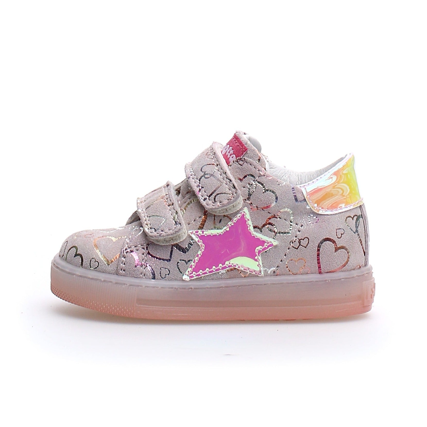 Falcotto Girls Sasha VL Suede Big Hearts Iridescent Fashion Sneakers - Multi/Pink | Stylish Kids Shoes for School, Play & Special Occasions