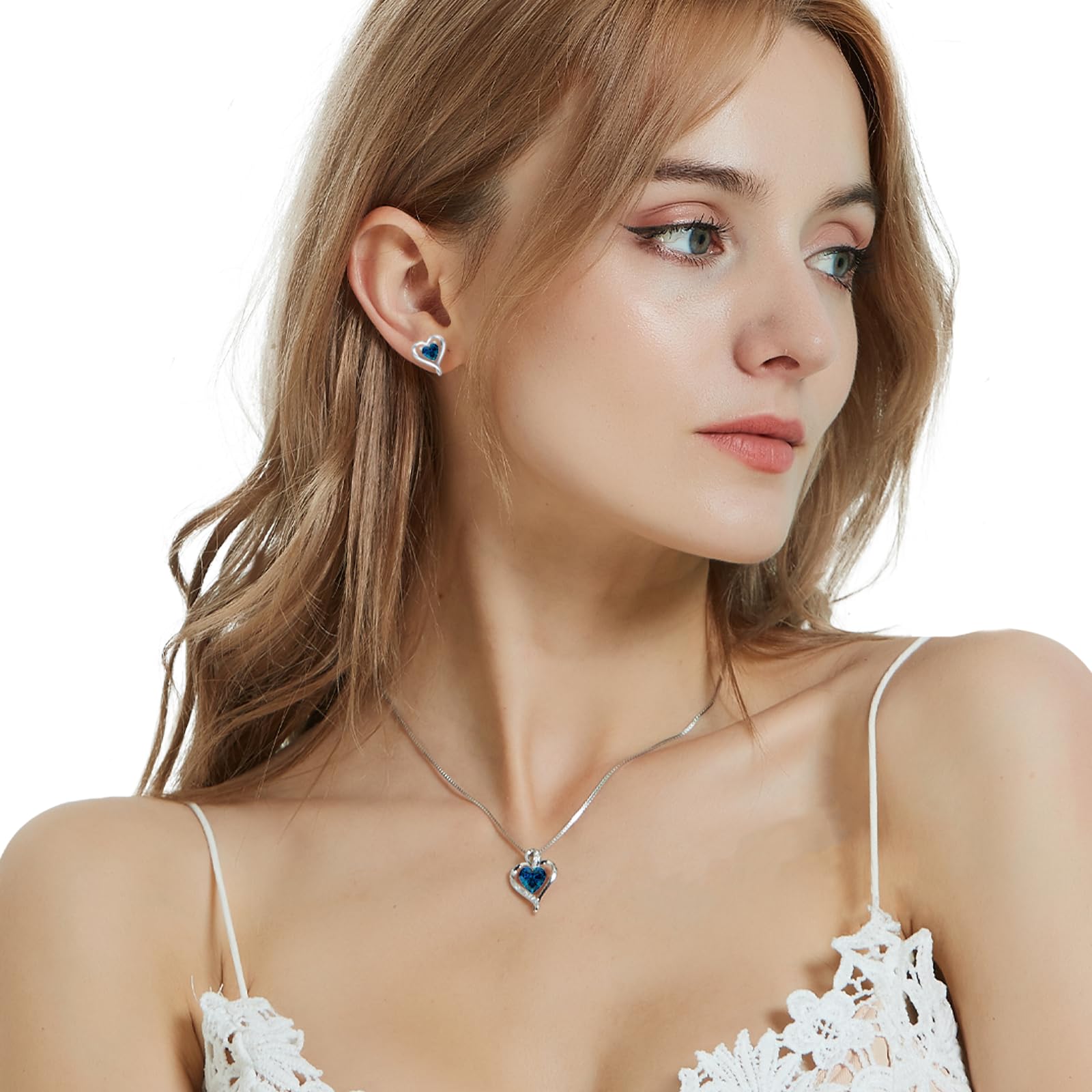 LAVUMO Hypoallergenic Heart Stud Earrings for Women - 18K Gold Plated, Silver & Rose Gold Cubic Zirconia Jewelry Set | Perfect Birthday, Anniversary Gift for Her | Elegant for Date Night, Office Wear & Special Occasions