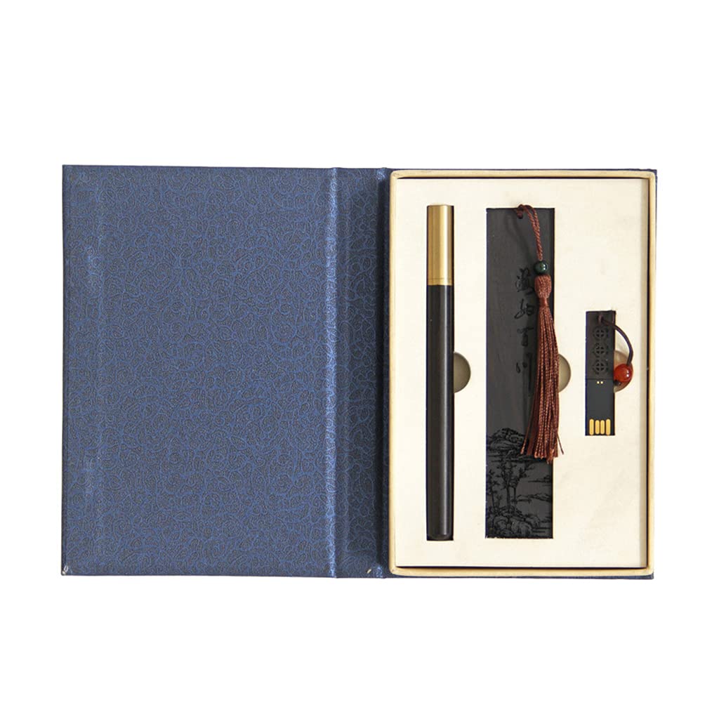 Premium Ebony Wood Pen & Bookmark Set - Vintage Business Writing Pen with Wooden Disk - Elegant Stationery Gift for Professionals, Writers & Students - Perfect for Office, Home & School Use