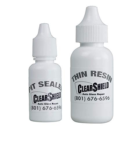 Clearshield Windshield Repair Resin Kit – Professional Auto Glass Scratch & Crack Fix – 2-in-1 Thin Resin & Pit Sealer – DIY Car Windshield Repair for Clear Visibility & Safe Driving