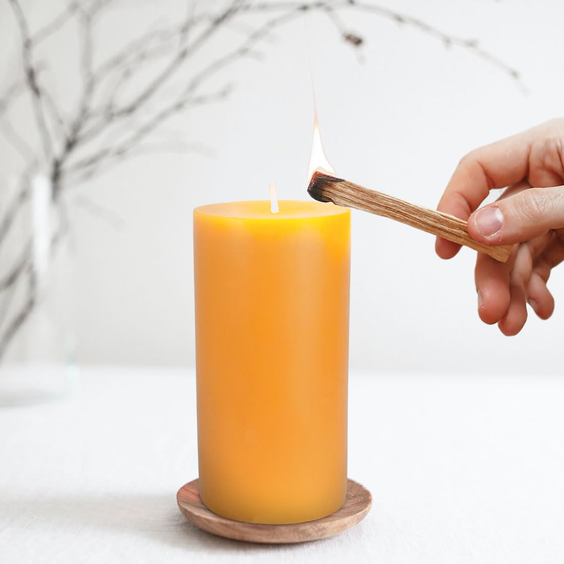 Natural Beeswax Pillar Candle - Large 3x6 Inch Yellow Raw Beeswax Candles for Home, Spa, Yoga, Meditation & Relaxation - Eco-Friendly Handmade Candles for Aromatherapy & Stress Relief
