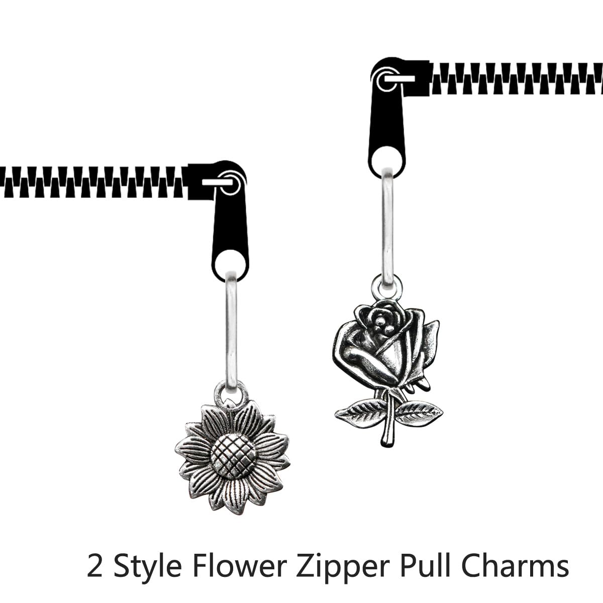 Ascrafter 7 Pack Sunflower Zipper Pull Charms for Women - Floral Zipper Pull Replacement for Jackets, Purses, Backpacks - Cute Fashion Accessories for DIY, Gifts & Everyday Use