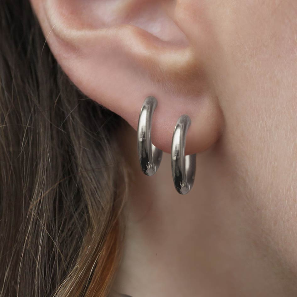 VITA. Sterling Silver Hinge Huggie Hoop Earrings for Women - Minimalist Everyday Jewelry for Work, Date Night & Special Occasions
