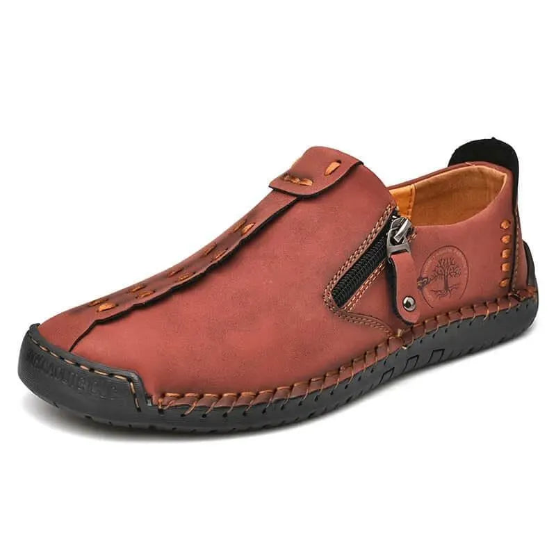 Alcot Zip Up Casual Leather Shoes for Men & Women - Comfortable Slip-On Loafers for Walking, Work & Travel - Stylish & Durable Leather Footwear