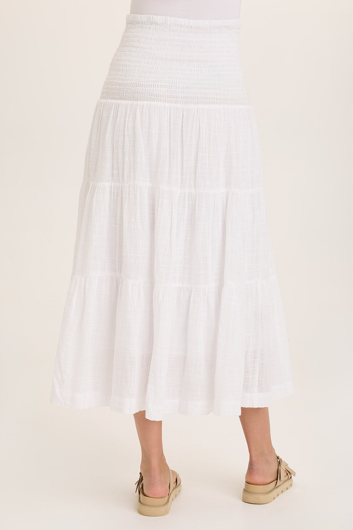 Paigene Women's Flowy Gauze Tiered Midi Skirt - Boho Summer Beach Skirt for Casual Outings & Vacations
