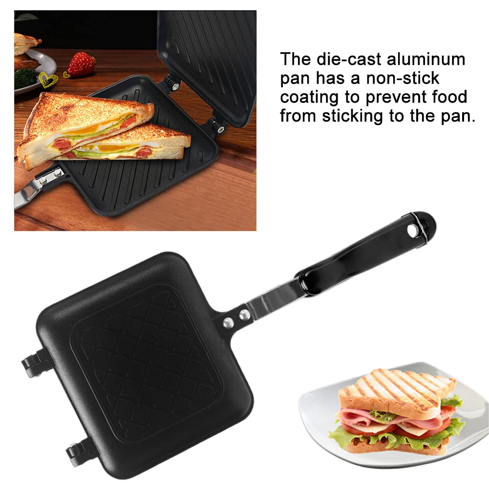 Non-Stick Sandwich Toastie Maker - Double-Sided Waffle Bread Toaster for Grilled Cheese, Paninis & Breakfast - Perfect for Home, Office, Camping & Outdoor Cooking