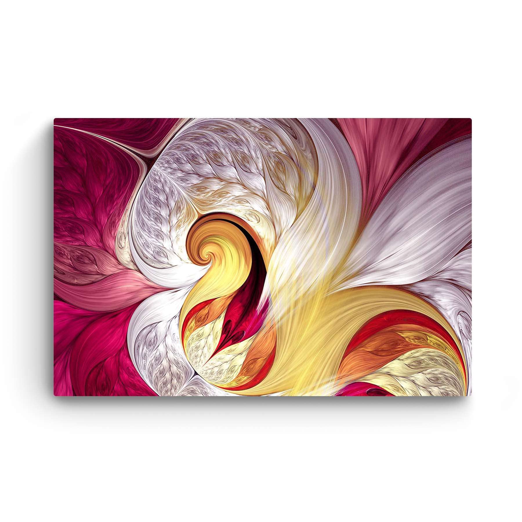 Startonight Abstract Waves Canvas Wall Art - White & Burgundy Modern Framed Print 32