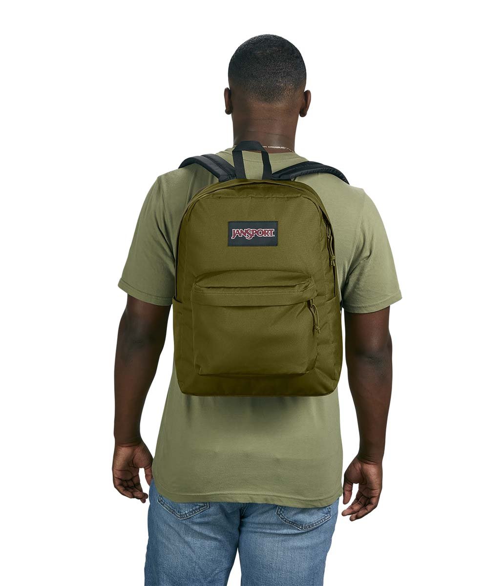 JanSport SuperBreak Plus Backpack - Durable Army Green School & Travel Backpack for Students, Commuters & Outdoor Adventures