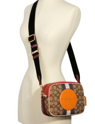 Coach Dempsey Camera Bag in Signature Jacquard with Stripe & Patch - Stylish Crossbody Purse for Women, Perfect for Work, Travel & Everyday Use