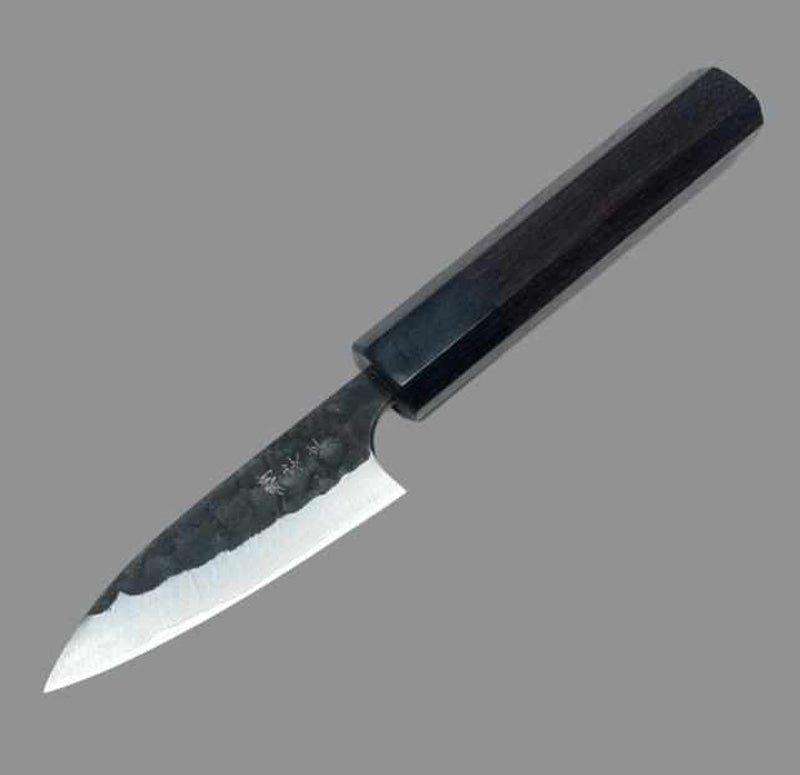 Anryu Aogami Super Stainless Clad 75mm Petty Knife - Japanese Kurouchi Tsuchime Chef's Knife for Precision Slicing, Peeling & Fruit Cutting - Perfect for Home Cooks & Professional Kitchens