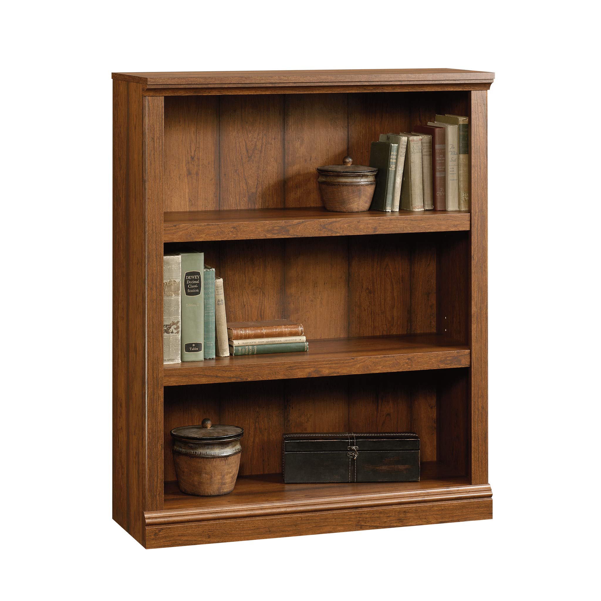 Sauder 3-Shelf Bookcase Storage Unit - Washington Cherry Finish Wood Book Shelf for Home Office, Living Room & Bedroom Organization