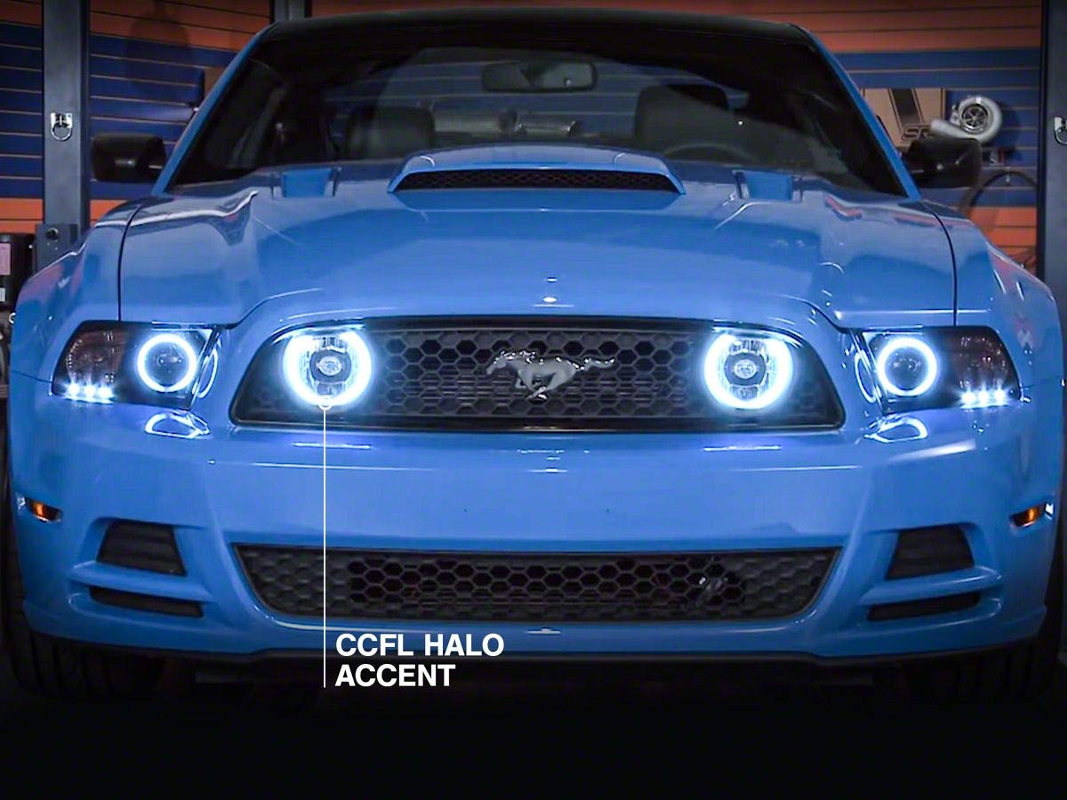 Raxiom CCFL Halo Fog Lights - Smoked Lens for 2013-2014 Ford Mustang GT | Premium Aftermarket Lighting for Enhanced Visibility & Style | Perfect for Night Driving & Custom Car Upgrades