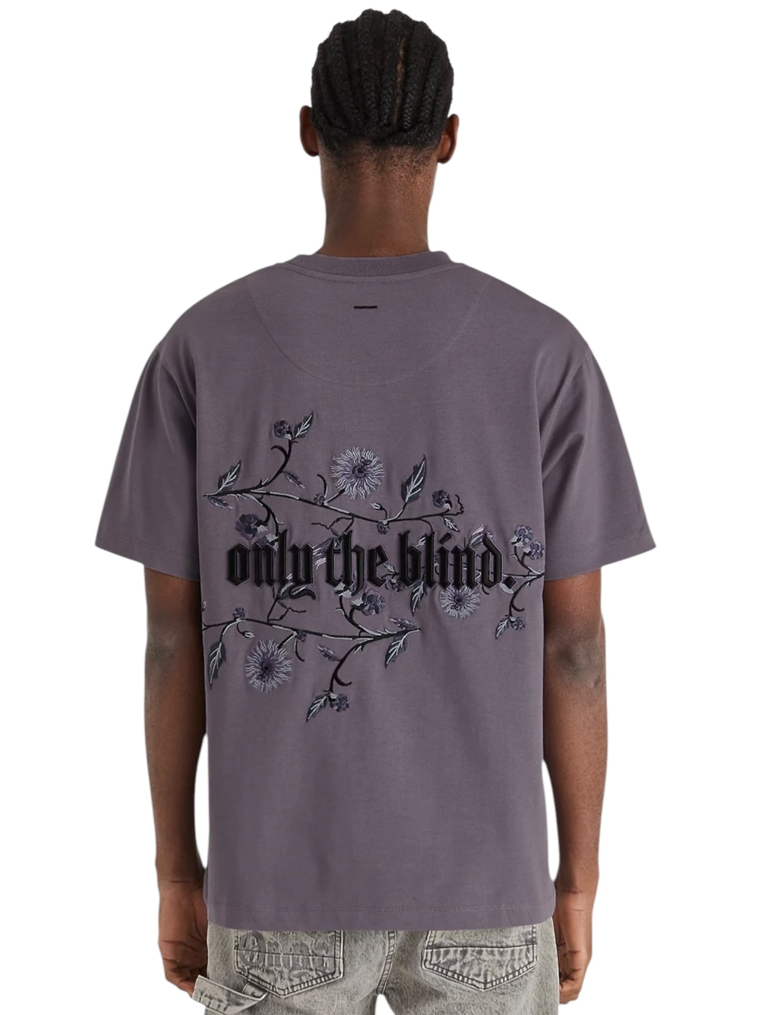 OTB T1383 Wildflower Graphic T-Shirt for Women - Soft Purple Cotton Tee - Casual Wear, Street Style & Everyday Outfits