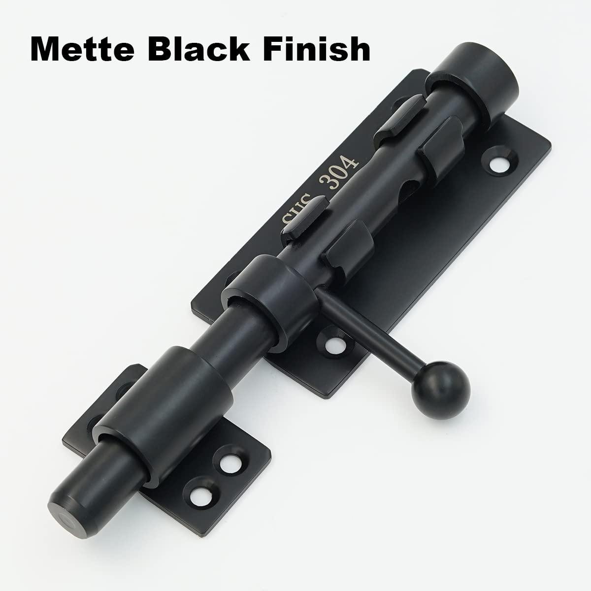 6 Inch Black 304 Stainless Steel Barrel Bolt Door Latch with Padlock Hole - Heavy Duty Slide Lock for Gates, Sheds & Barn Doors - Weatherproof Security Lock for Outdoor Use