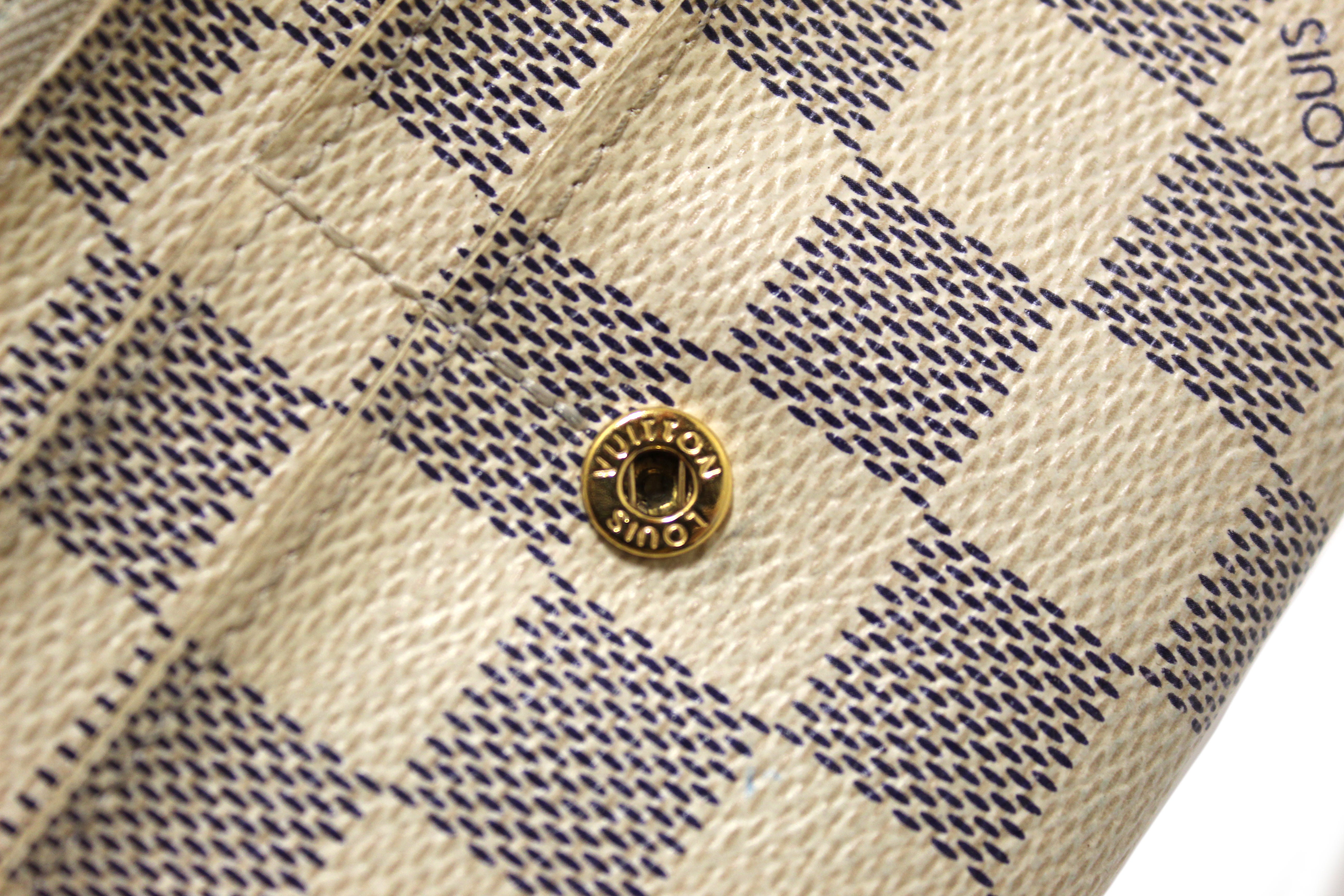 Authentic Louis Vuitton Damier Azur Canvas Emilie Flap Long Wallet for Women - Luxury Designer Zip Around Checkbook Holder - Perfect for Everyday Use, Travel & Special Occasions