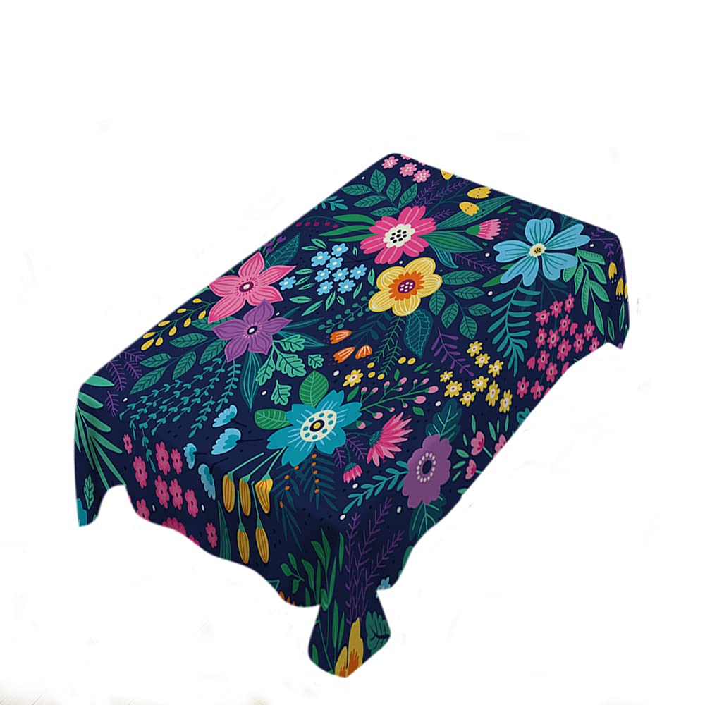 WONDERTIFY Floral Tablecloth - 60x84 Inch Waterproof Oil Spill Proof Rectangular Table Cover with Flowers Plants Berries Design - Perfect for Dining Tables, Picnics, Parties & Home Decor