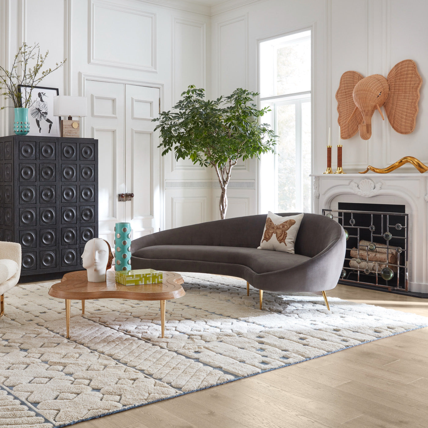 Ether 94 Curved Sofa - Modern Sectional Couch for Living Room, Lounge & Office - Comfortable L-Shaped Sofa with Soft Fabric & Sturdy Frame - Perfect for Small Spaces, Apartments & Home Theater